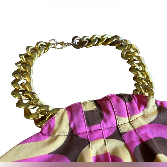 INC Mod Retro-Inspired Geometric Halter Top Gold-Tone Chain Neck Accent Size M - Picture 6 of 9